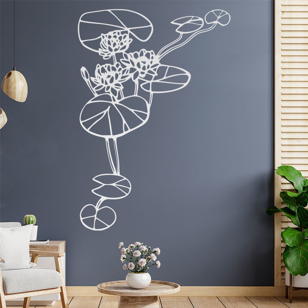 Seerose - Pflanzen Wandtattoo in 6 Größen - Wandaufkleber Wall Sticker - Dekoration, Küche, Wohnzimmer, Schlafzimmer, Badezimmer