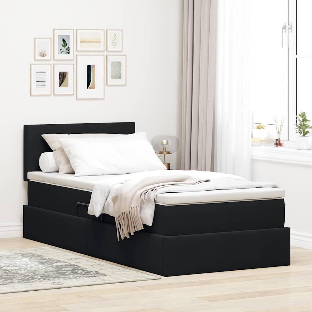 Maison Exclusive - Aufbewahrungsbett mit Matratze Schwarz 90 x 200 cm Samt