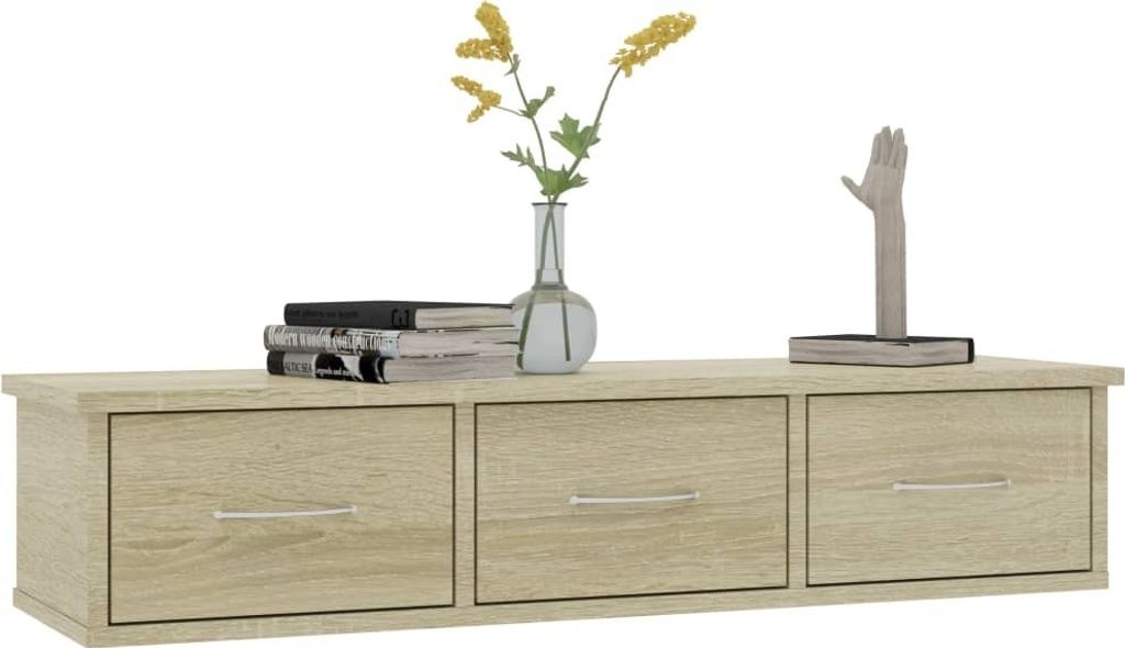 "im Sonderangebot"Schweberegal schlichte Design - Hängeregal 10Kg belastbar - Wand-Schubladenregal Sonoma-Eiche 88x26x18,5 cm Holzwerkstoff DEMöb...