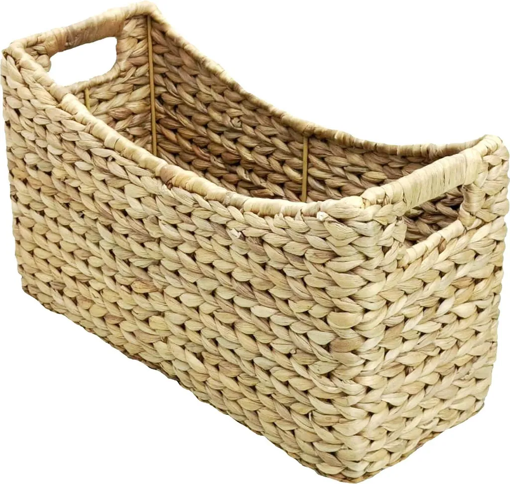 Porte-revues naturel avec poignées ergonomiques en jacinthe d'eau
