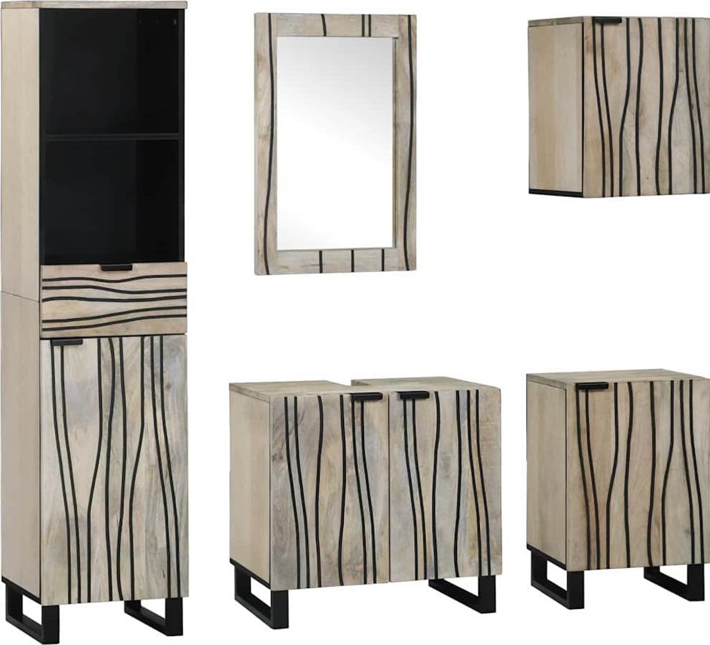 Maison Exclusive - Badezimmermöbel-Set mit Regal 5 pcs Walnussbraun Holzwerkstoff