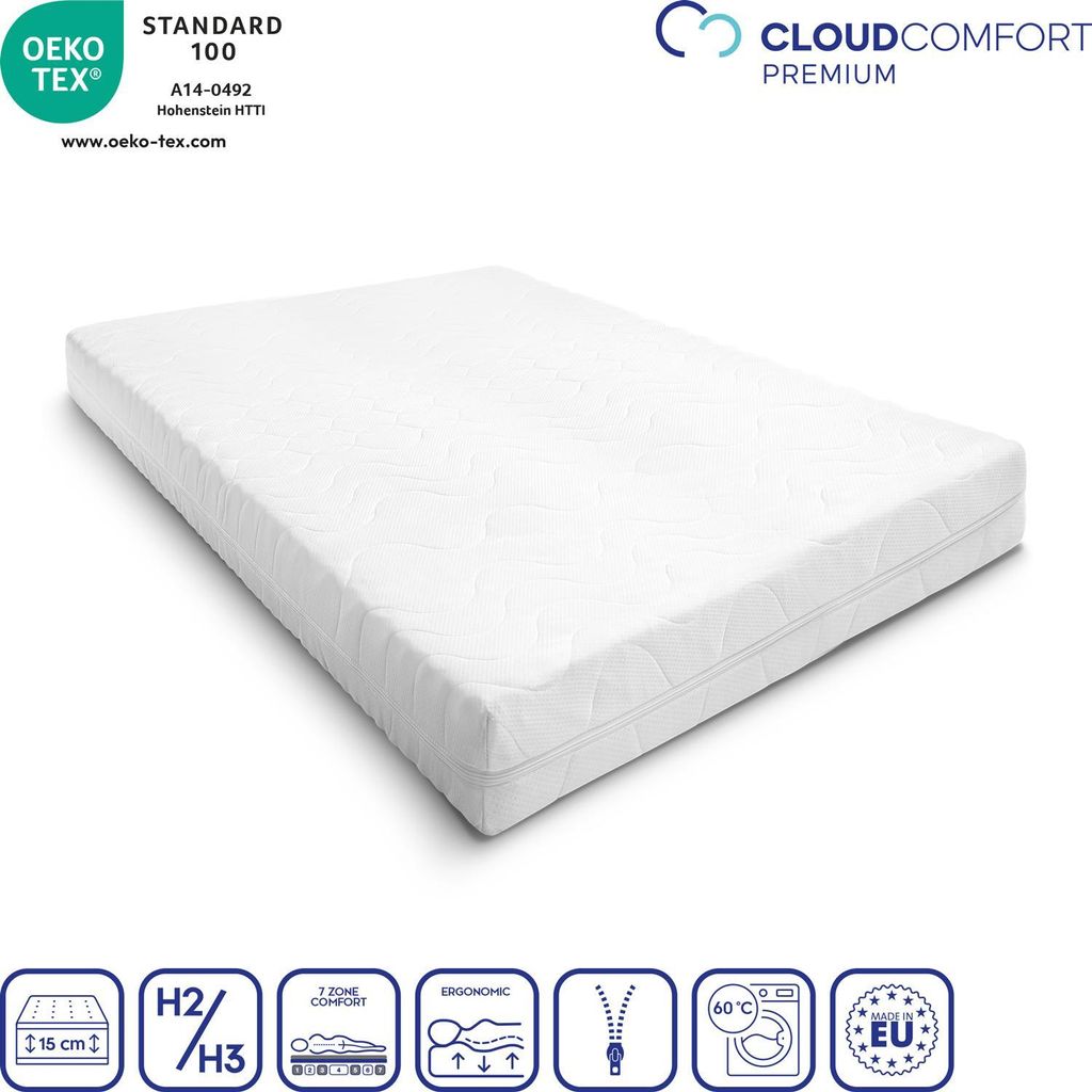 Premium 7-Zonen Matratze 140x200 cm CloudComfort, Höhe 15 Produktbild 
