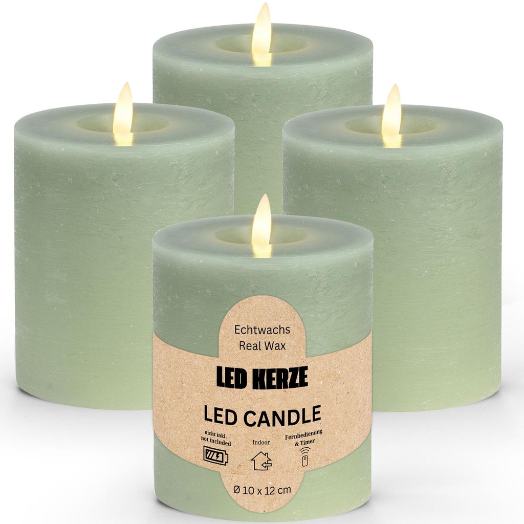Juego de 4 velas LED tipo "Stumpen", con efecto de llama Imagen del producto 