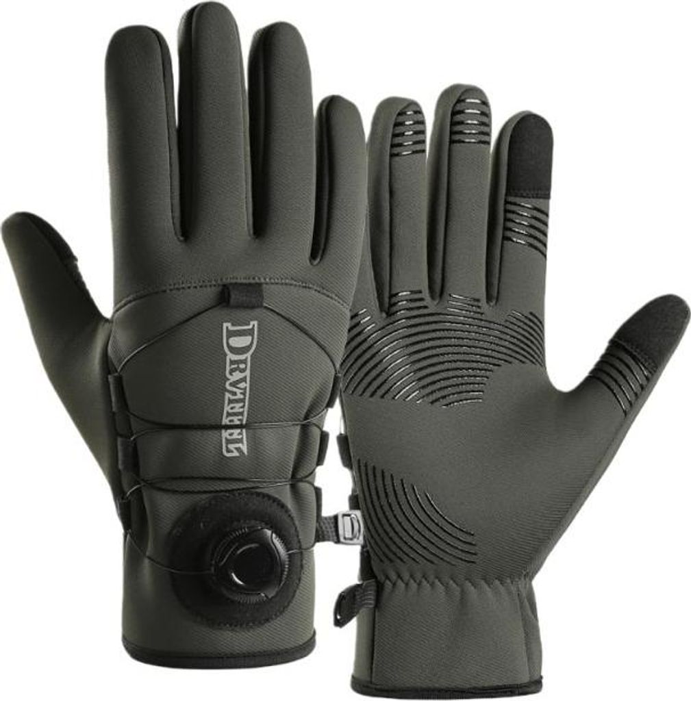 INF Winter Fahrradhandschuhe mit Drehknopf - Wasserdicht, Fleece, Touchscreen, 1 Paar Grün