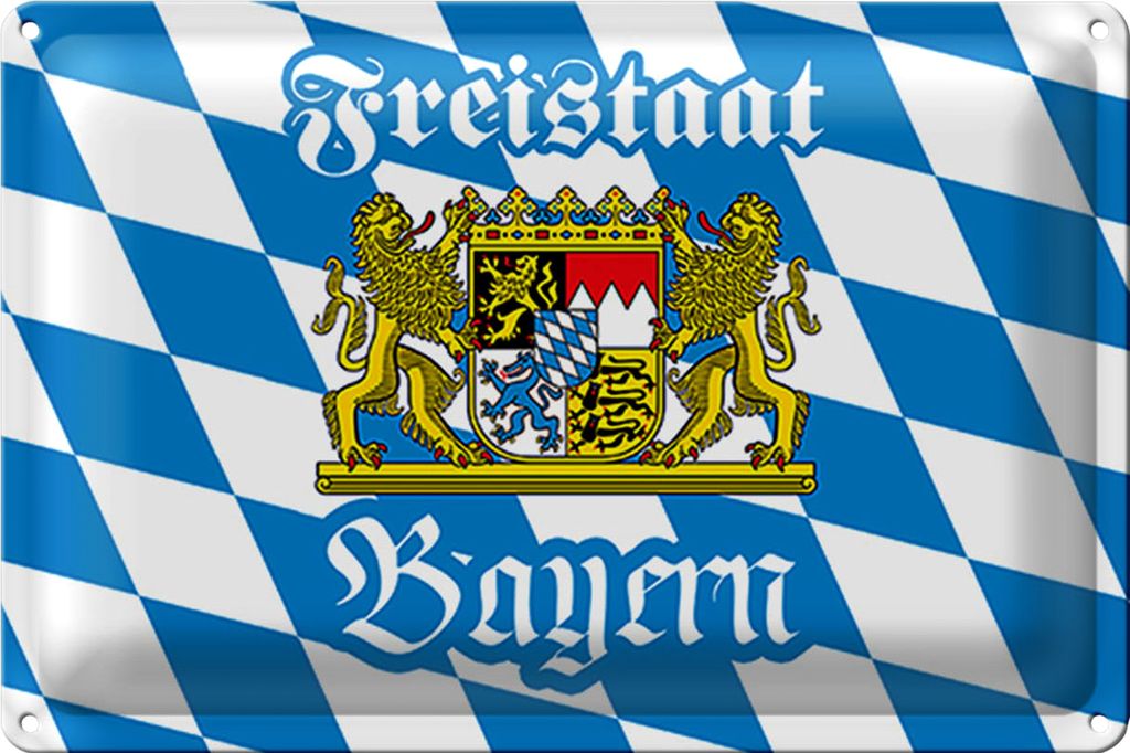 Blechschild Bayern 30x20cm Freistaat Bayern Wappen