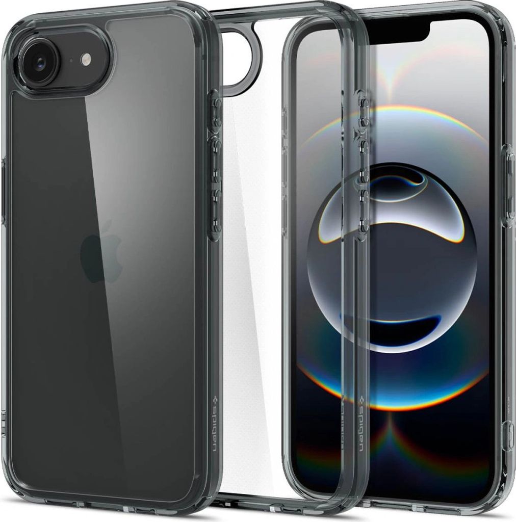 A clear protective phone case is shown with a phone inside, displaying the phone's screen.