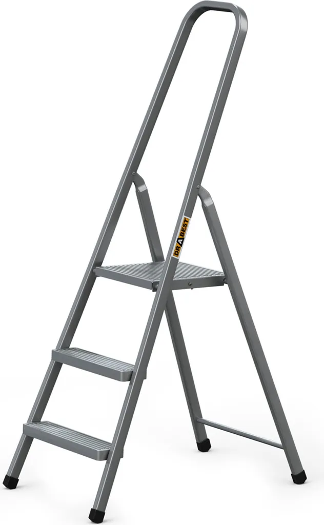 DRABEST Échelle en acier 3 marches - Escabeau pliant robuste de 125 kg