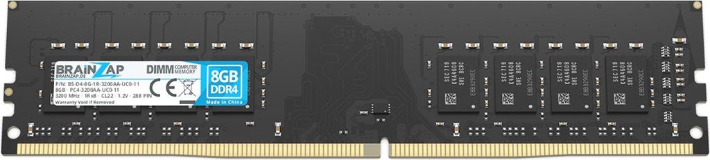 BRAINZAP 8GB DDR4 RAM DIMM PC4-3200AA-UC0-11 1Rx8 3200 MHz 1.2V CL22 Computer PC Arbeitsspeicher Unbuffered Non-ECC