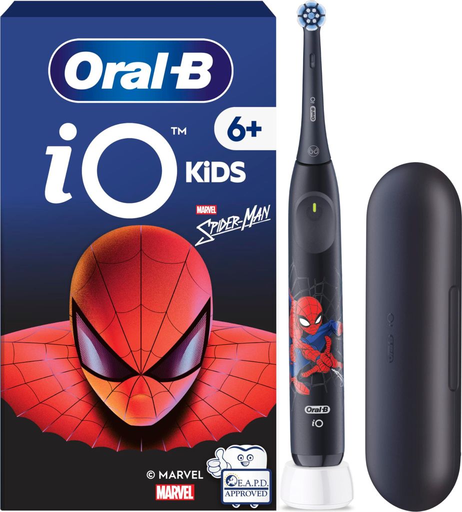 Oral-B iO Kids 6+ Marvel Spiderman Elektrische Zahnbürste für Kinder, Farbe:Schwarz