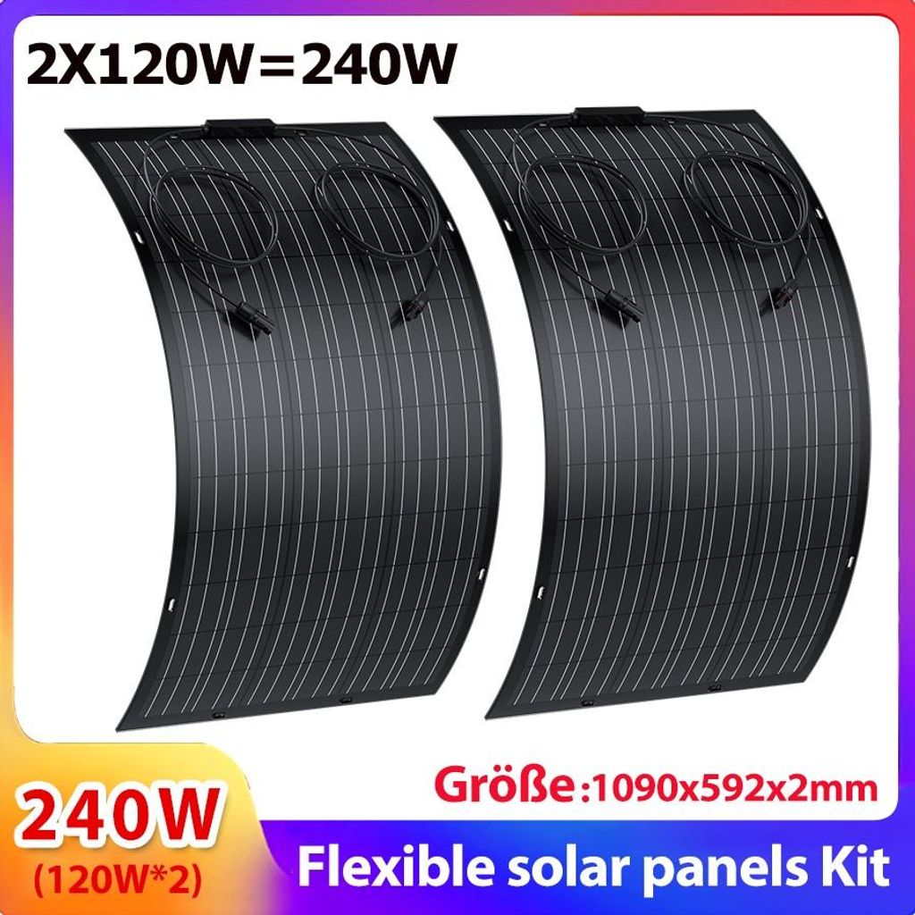 Panneau solaire flexible 2 × 120 W pour installation Image du produit 