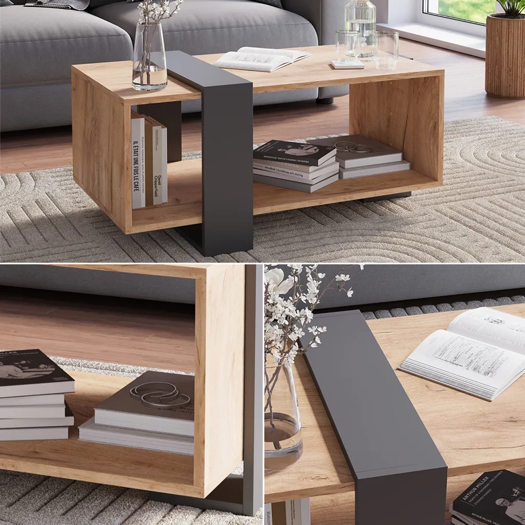 Table basse de salon moderne pour apéritifs Vicco Aven Anthracite 91cm - 4