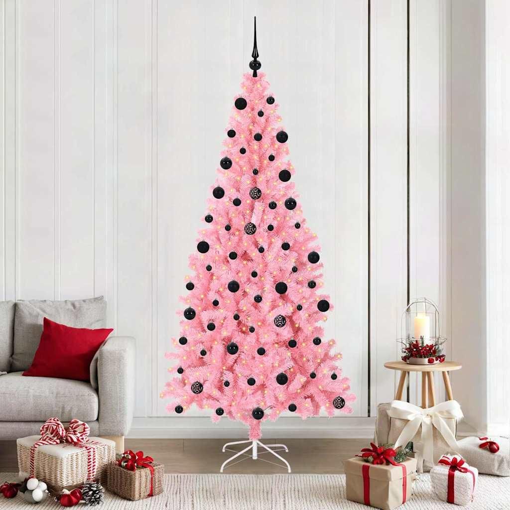 "Schlussverkauf" Weihnachtsbaum(1 pc) - Kunstbaum/Tannenbaum - mit 300 LEDs mit Ständer Rosa 210 cm PVC C7678