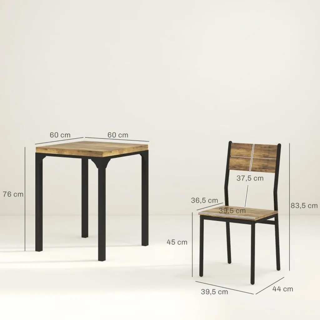 Petite table de cuisine avec 2 chaises marron Ensemble repas compact MDF