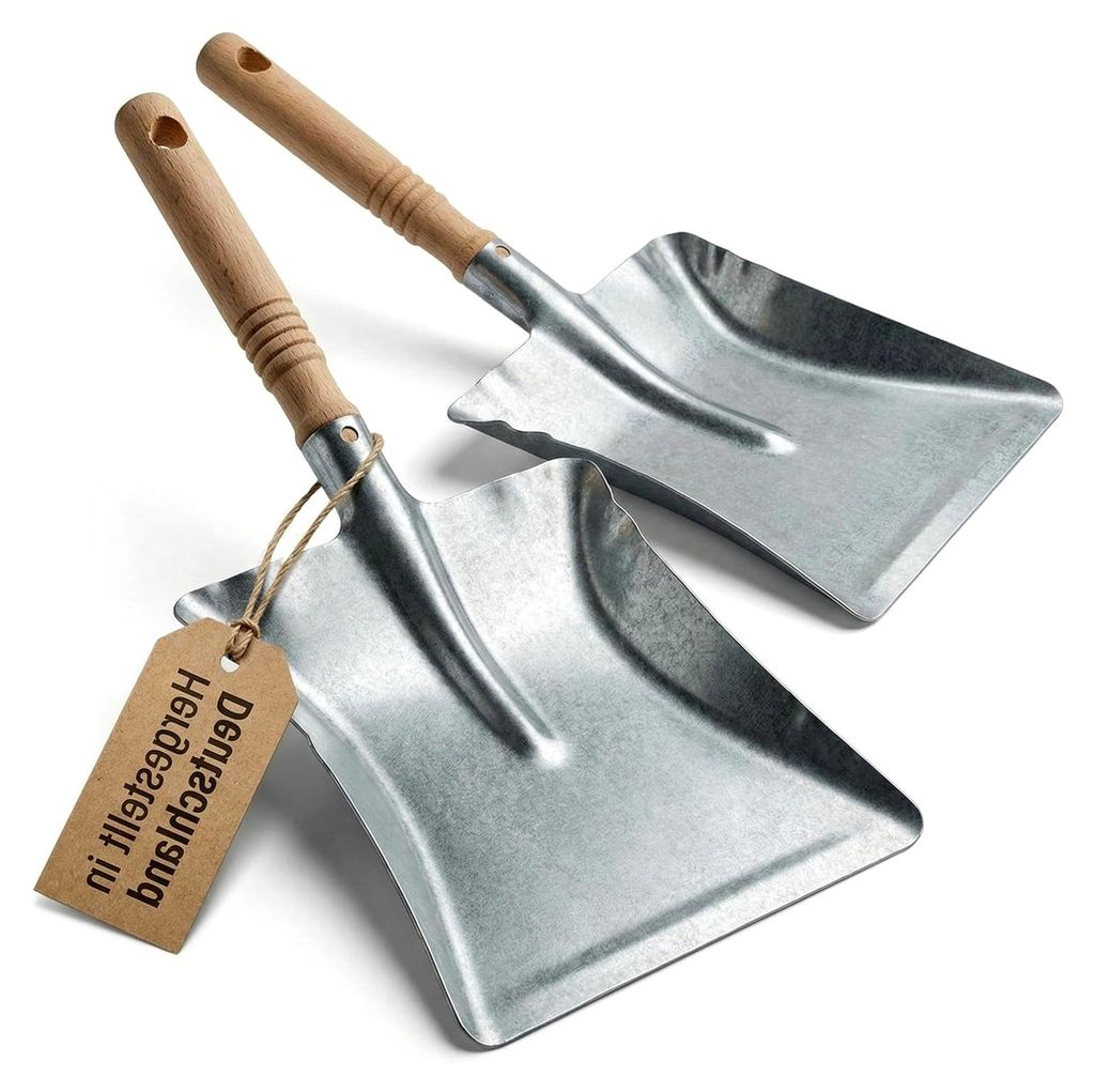 2 Stück Metall Kehrschaufel Set mit Holzgriff 22cm Arbeitsbreite | Robuste Metallschaufel für Werkstatt Haushalt und Garten | Schaufel Ideal als ...