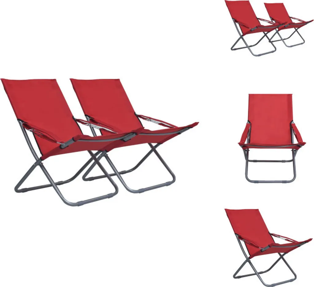Chaises de plage pliantes rouges en tissu résistant - Lot de 2 vidaXL