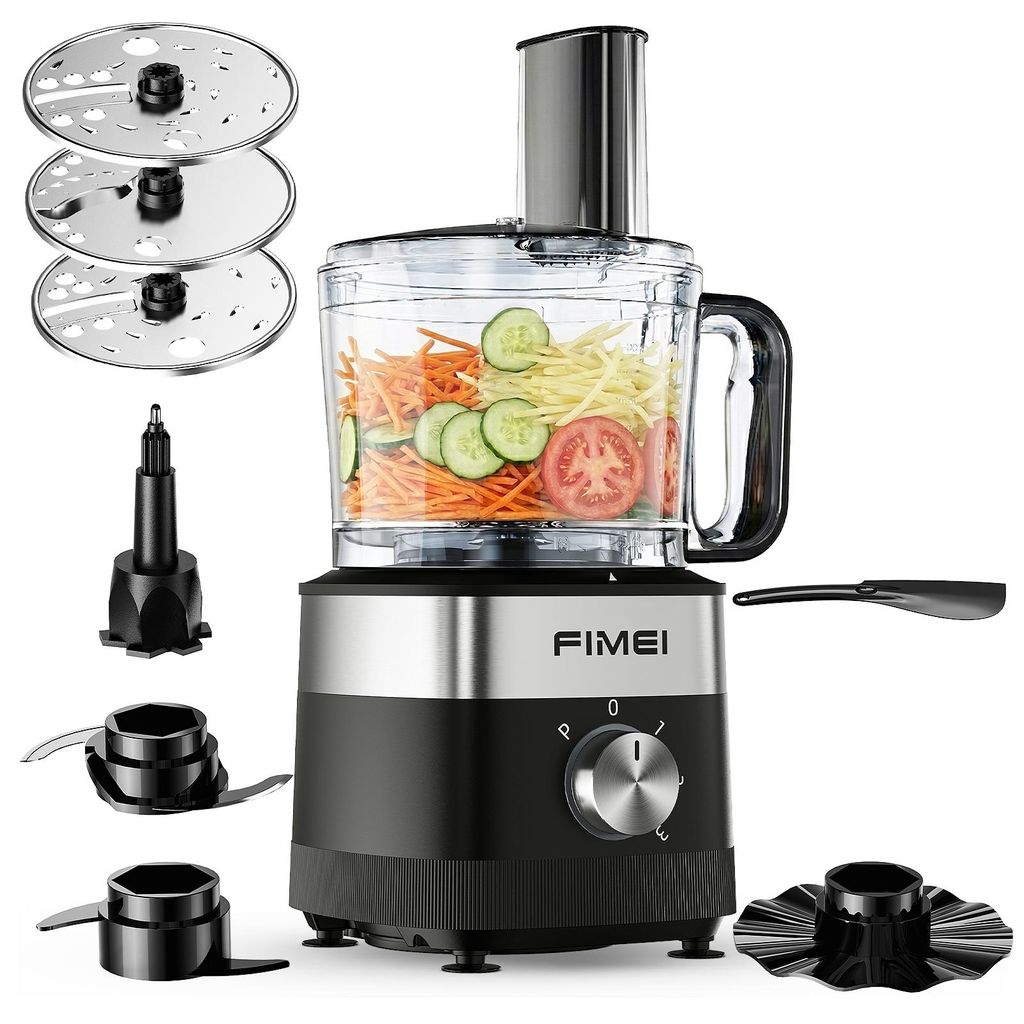 FIMEI Multifunktionale Küchenmaschine 800W - 3 Geschwindigkeiten + Pulsfunktion, 1,5L Behälter, Teigkneter & Vielzweckaccessoires, Doppelverriege...