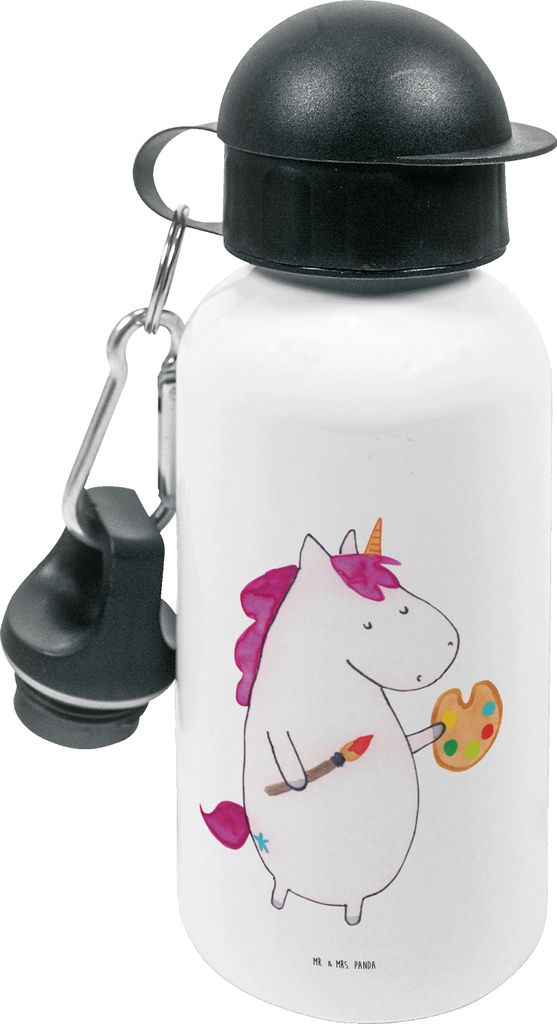 Mr. & Mrs. Panda Trinkflasche Einhorn Künstler - Weiß - Geschenk, Zeichnen, Farbe, Einhörner, Welt, Sportflasche, Kindergarten, für den, Kinder...