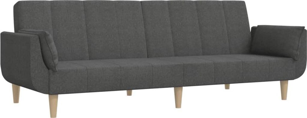 vidaXL Canapé-lit 2 places avec 2 coussins Tissu gris foncé Image du produit 