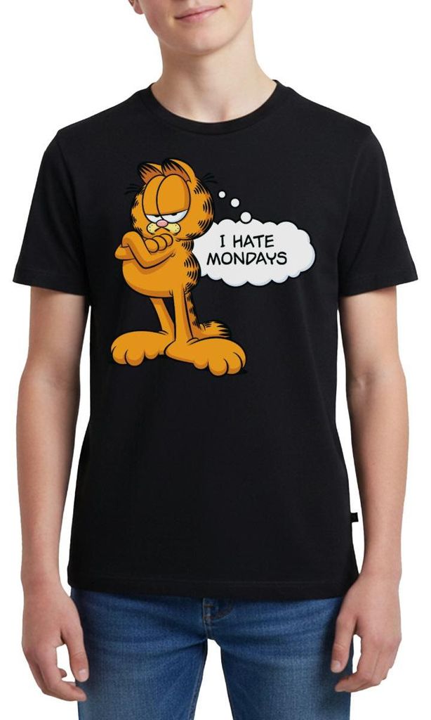 Spreadshirt Garfield Ich Hasse Montage Mondays Montag Teenager Premium T-Shirt, 146/152 (10 Jahre), Schwarz