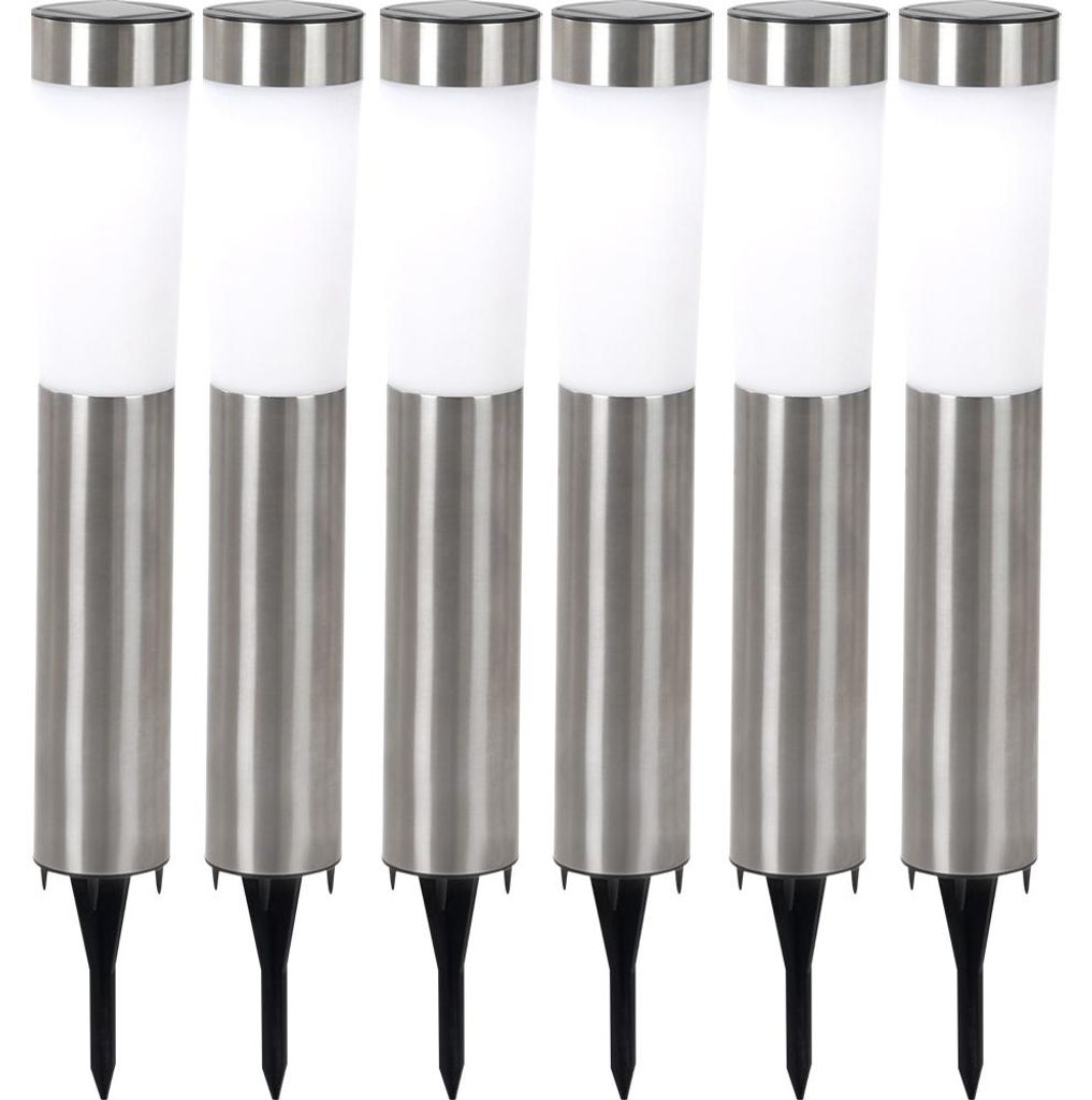 6er Set LED Solarleuchte, Edelstahl, Erdspieß, H 56 cm Produktbild 