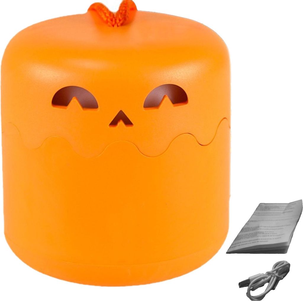 Tragbare Kürbislaterne für Halloween mit Umhängeband, zusammenklappbares, batteriebetriebenes LED-Kürbislicht für die Dekoration im Innen- und...