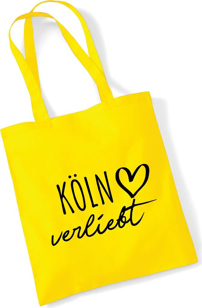 Huuraa Jutebeutel Köln verliebt 10 Liter Yellow Baumwolle Tasche Geschenkidee