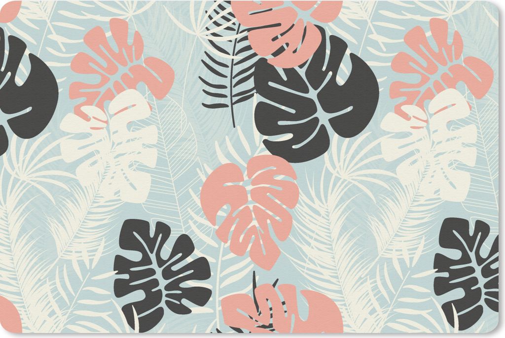 MuchoWow Schreibtischunterlage Blätter - Monstera - Pastell - Hawaii - Muster 60x40 cm - XXL Mauspad - Großes Mauspad