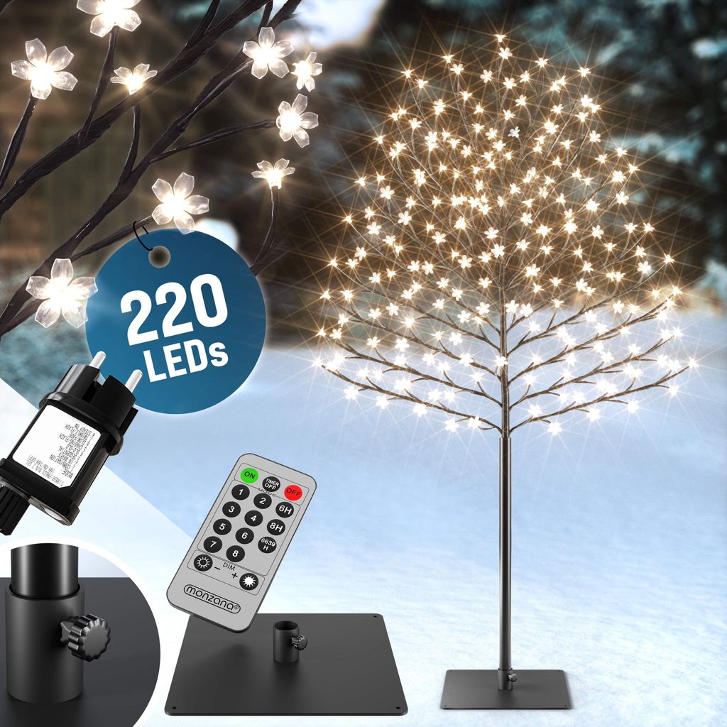 MONZANA® Osvětlený třešňový strom 220 cm, 220 LED, teplá Obrázek produktu 