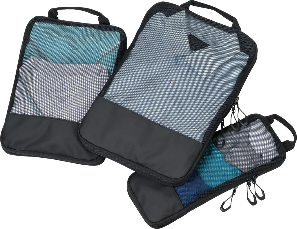 TROIKA BBL56/BK Set de 3 Sacs de Compression Noirs Packing Cubes Pro - 3