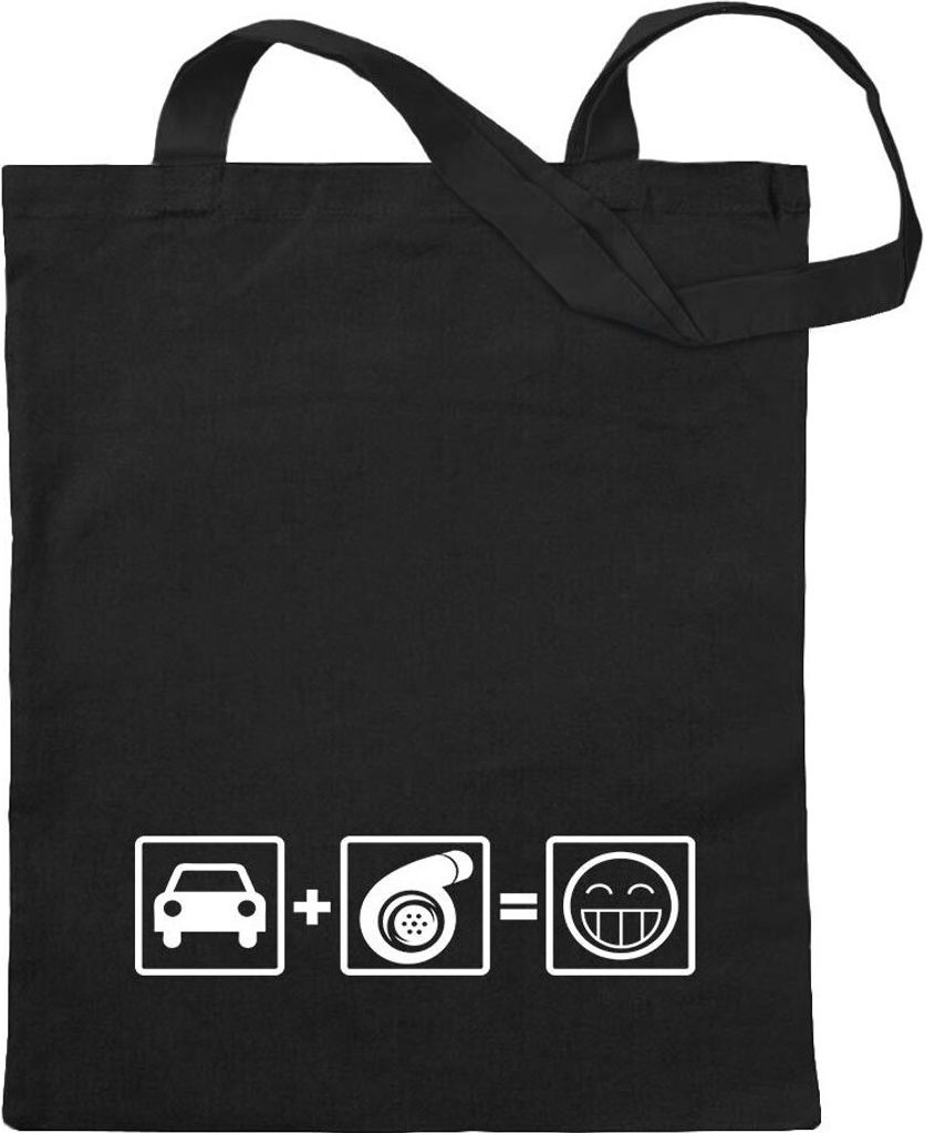 Kiwistar - Baumwolltasche - schwarz - Turbo Boost - Tragetasche Stoffbeutel Umhängetasche Langer Henkel