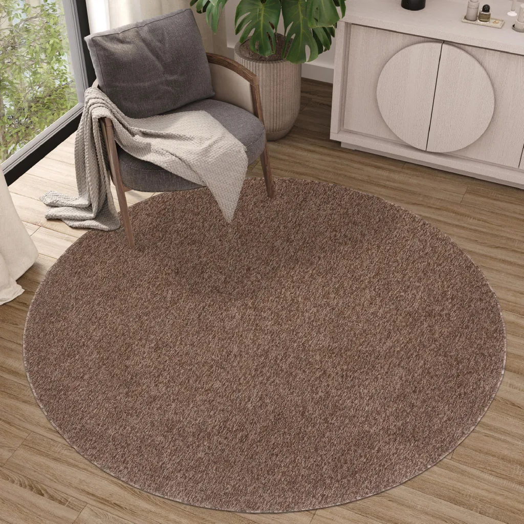 Grand Tapis Carré 160x160 Marron pour Salon et Chambre Facile à Laver
