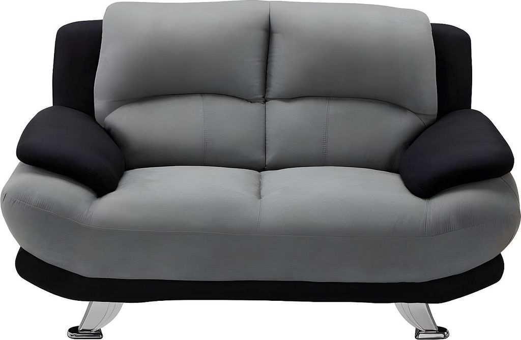 MUSKO 2-Sitzer-Sofa aus Mikrofaser - Zweifarbiges Modell: grau und schwarz.