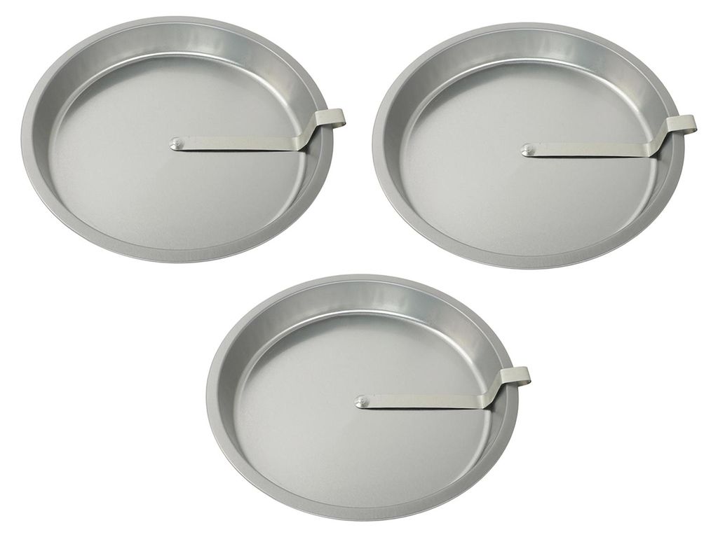 Runde, antihaftbeschichtete Edelstahl-Backform (23 cm Durchmesser) mit Metallspatel – hitzebeständig und ideal für Pizza, Kuchen und Käsekuchen.