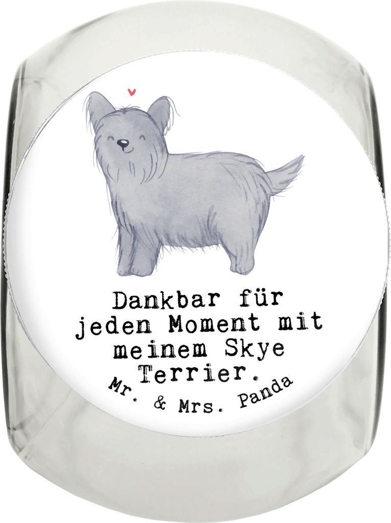 Mr. & Mrs. Panda Dose Skye Terrier Moment L 870ml - Weiß - Geschenk, Glasdose, glasbehälter, Vorratsbehälter, Vorratsglas, Keksdose