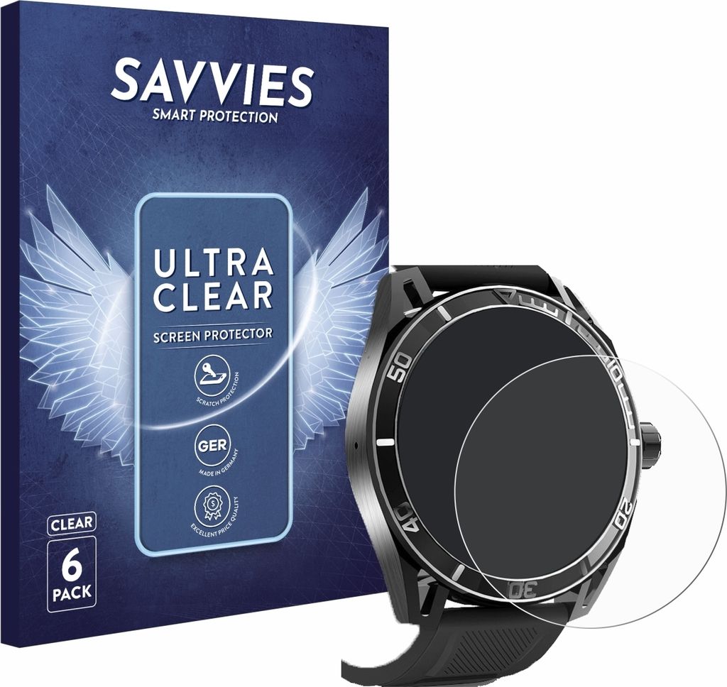 6x Für Yuede Smartwatch 1.43" (rund) Schutzfolie Savvies Produktbild 