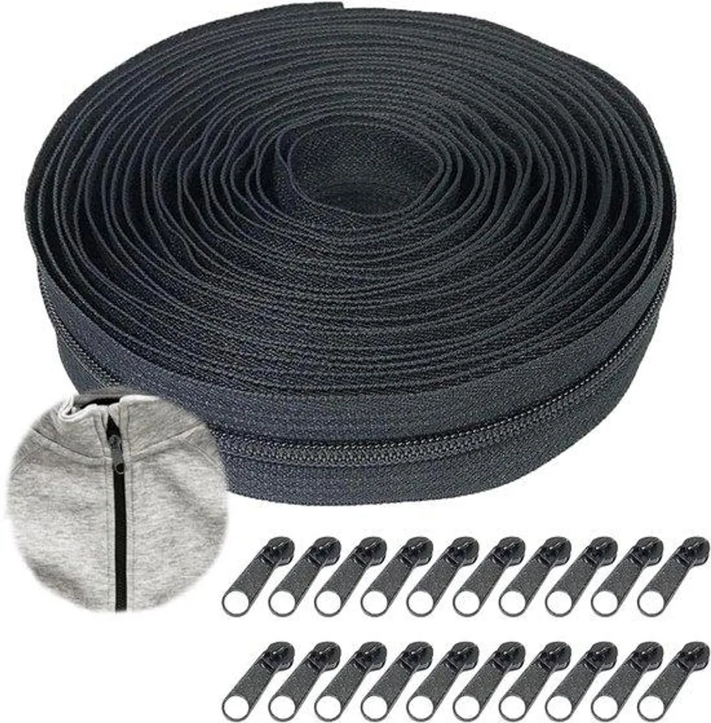 Réparation sac et valise : lot de 20 fermetures à glissière 25 cm noir