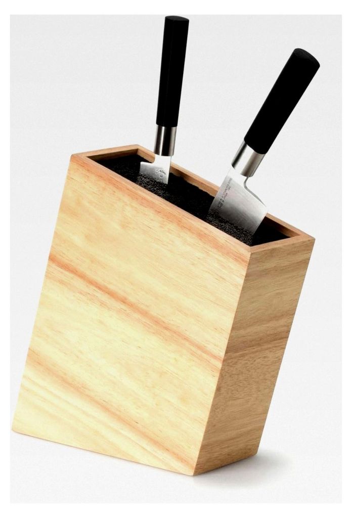 Messerblock für die Küche mit flexiblem Einsatz, hellbraun, Holz