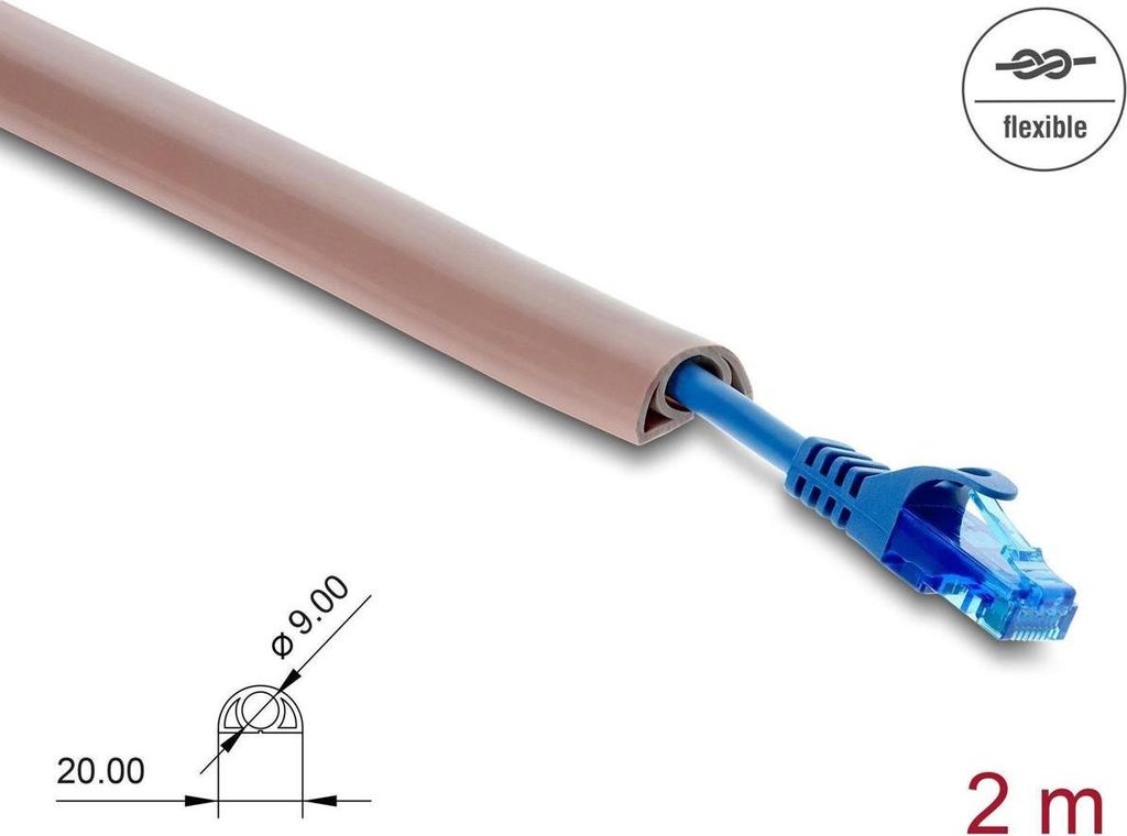 Delock Kabelkanal PVC flexibel 20 x 10 mm - Lдnge 2 m braun