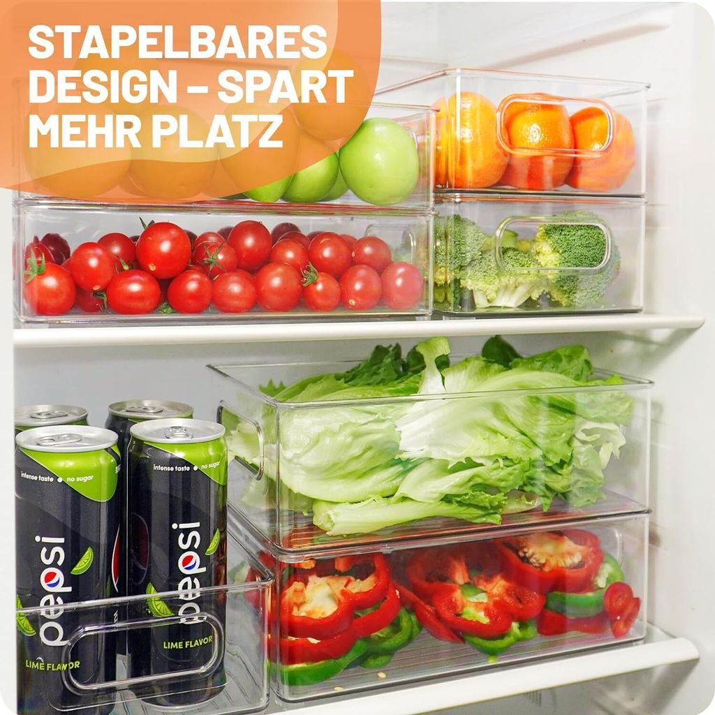 Kühlschrank Organizer, 6er Set Stapelbare Aufbewahrungsbox