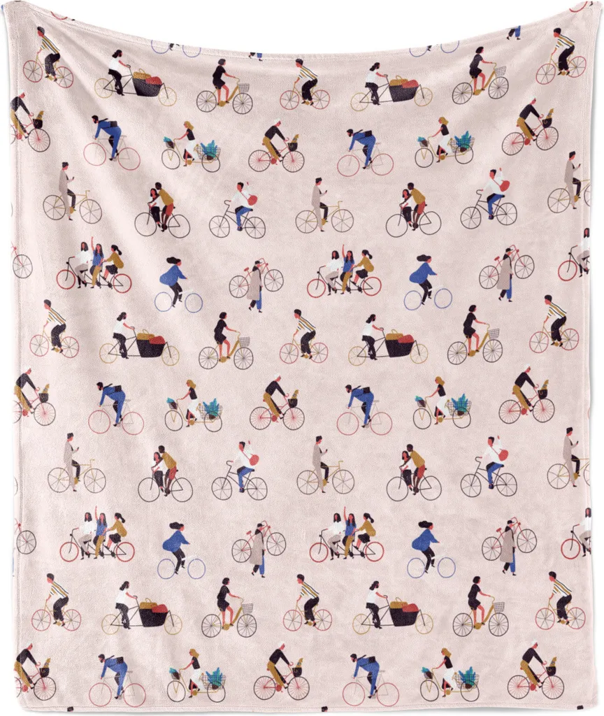 Coperta Pile Bicicletta ABAKUHAUS 175x230 cm | Plaid Morbido Rosa