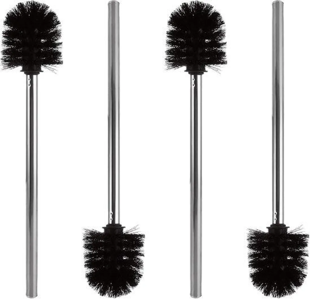 Lot de 4 brosses de toilettes noires en acier inoxydable - Manche 8,5 cm