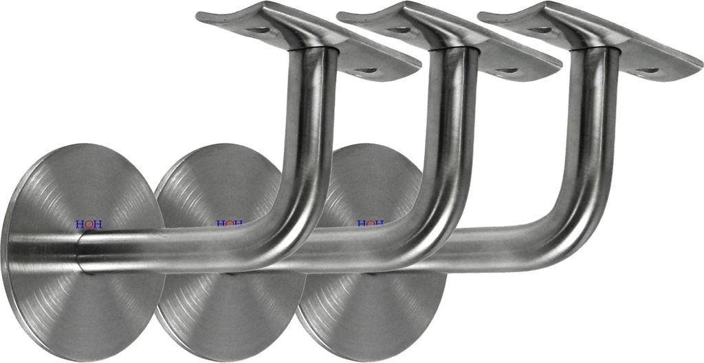 Edelstahl Handlaufhalter Set 3 Stück HLH 1101 gewölbte Auflage Handlaufträger Stütze