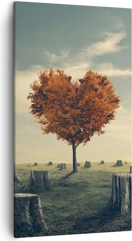 Bild auf Leinwand - Leinwandbild - Baum Natur Wiese - 45x80cm - Wand Bild - Wanddeko - Wandbilder - Leinwanddruck - Bilder - Kunstdruck - Wanddekor...