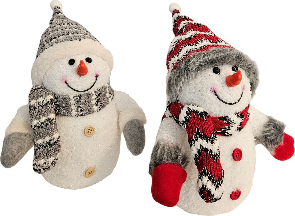 2 pupazzi di neve con sciarpa e berretto colorati a LED Immagine del prodotto 