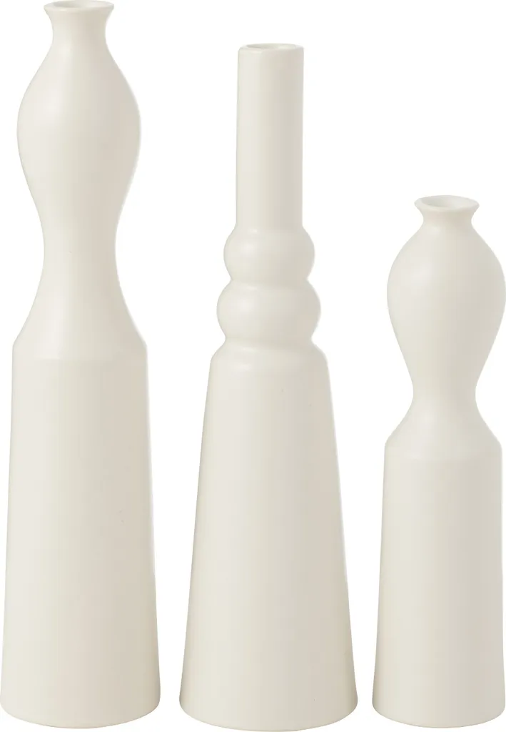 Vases en Porcelaine Blanche J-Line Leia - Trio Décoratif pour Salon