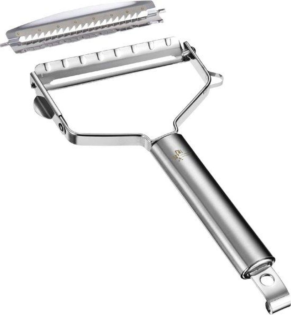 Universelle Gemüseschneidemaschine mit glatter und julienartiger Schneidekante aus Edelstahl - 9 cm Messer - Ideal für Obst und Gemüse