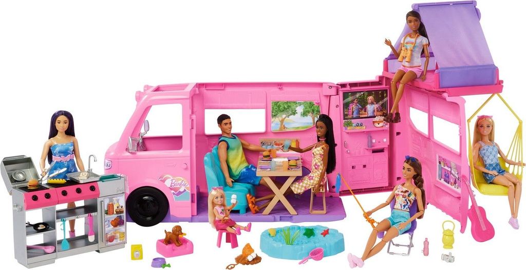 Barbie Camper Super Avventura con tenda sul tetto, griglia Immagine del prodotto 