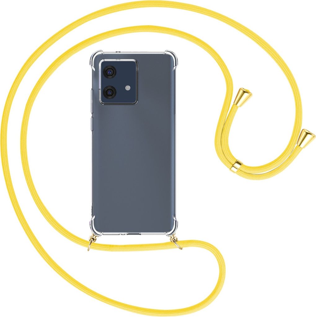 Handykette Backcover-Schutzhülle mit Band (Metall goldfarben) für Motorola Edge 40 Neo (XT2307-1, 6.55'') - gelb