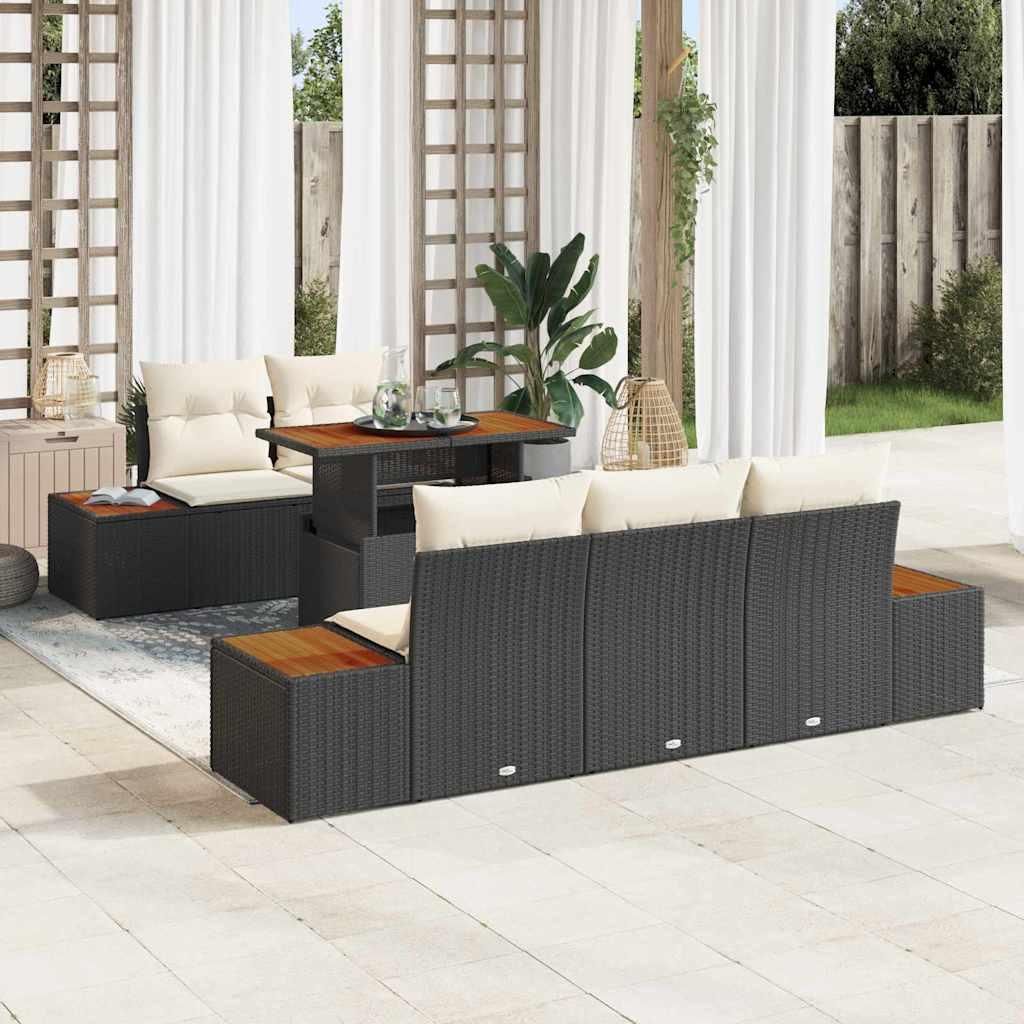 Maison Exclusive - Garten-Sofa-Set mit Speicher 6 pcs Schwarz Poly Rattan