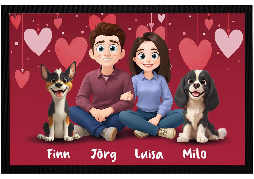 Fußmatte - Geschenk - Liebe - Paare - | - Clip - Art - Figuren - personalisierbar - | - Pärchen - Haustiere - Hund - Katze - | - Deko - Eingang -...